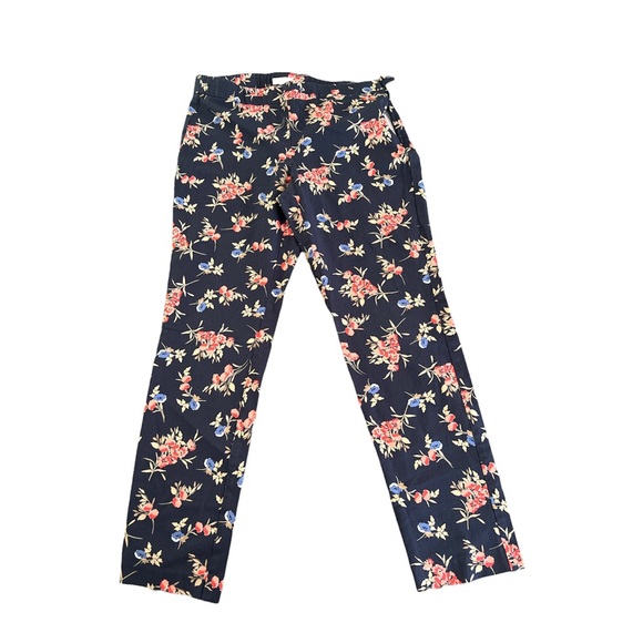 J.Jill Pull On Women’s Size 6 Pants Elastic Waist Stretch Blue Floral Precision - Picture 2 of 8